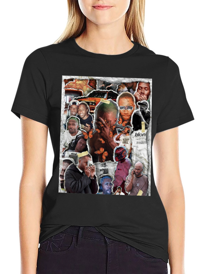 Camiseta Negra con Collage Frank Ocean Blonde