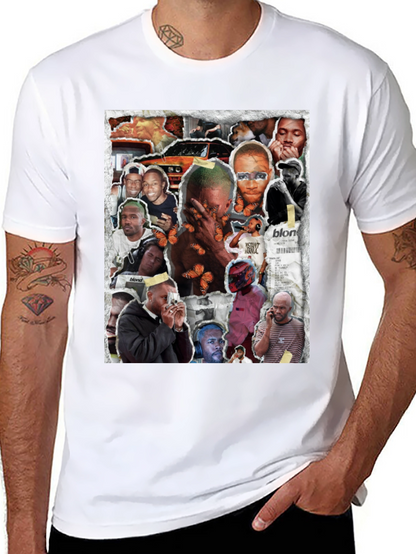 Camiseta Negra con Collage Frank Ocean Blonde