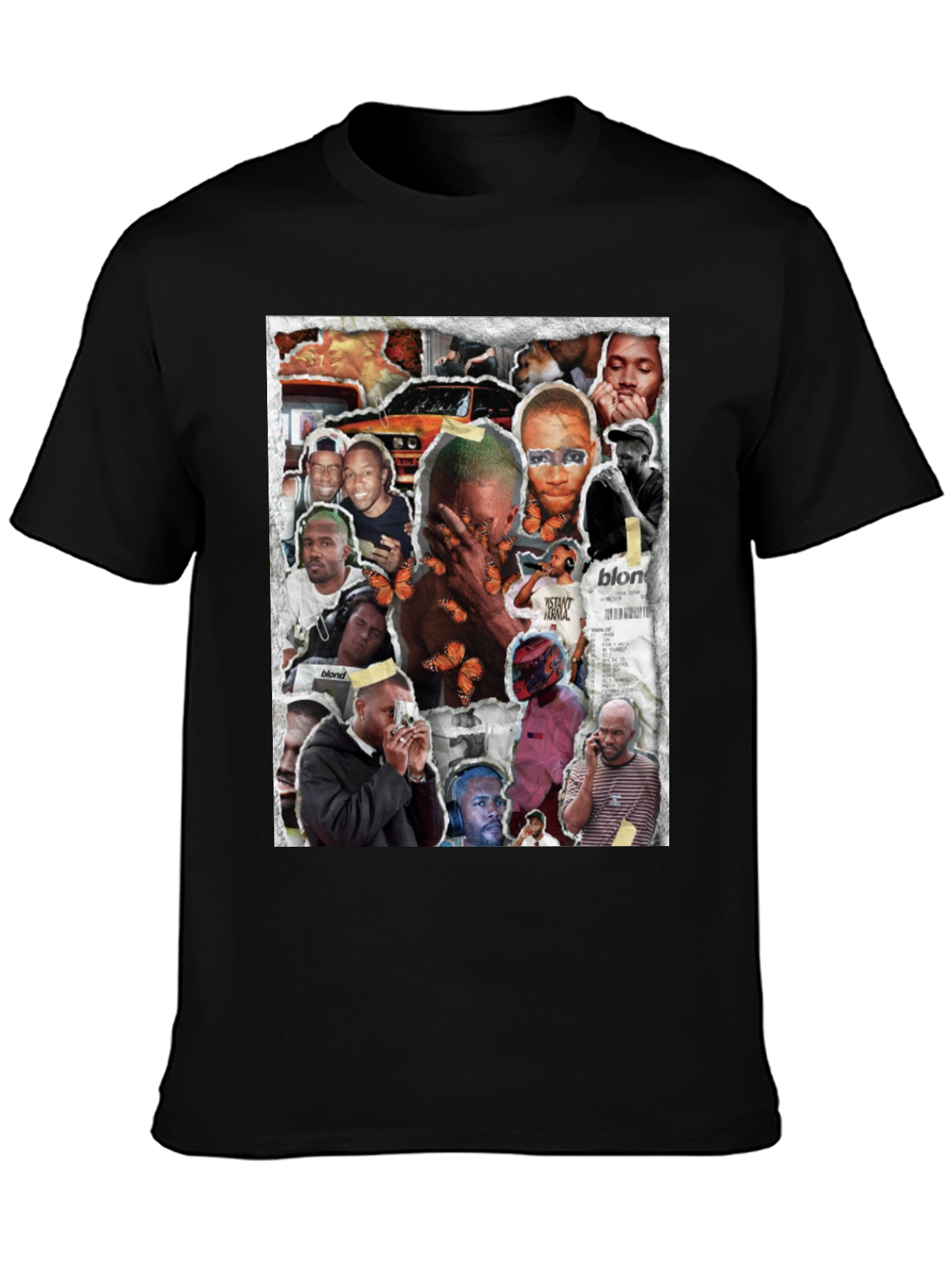 Camiseta Negra con Collage Frank Ocean Blonde