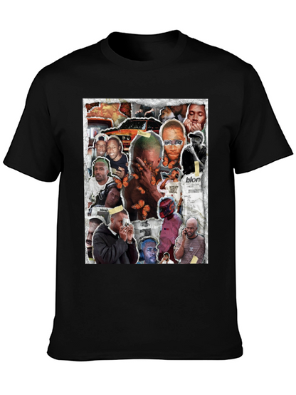 Camiseta Negra con Collage Frank Ocean Blonde