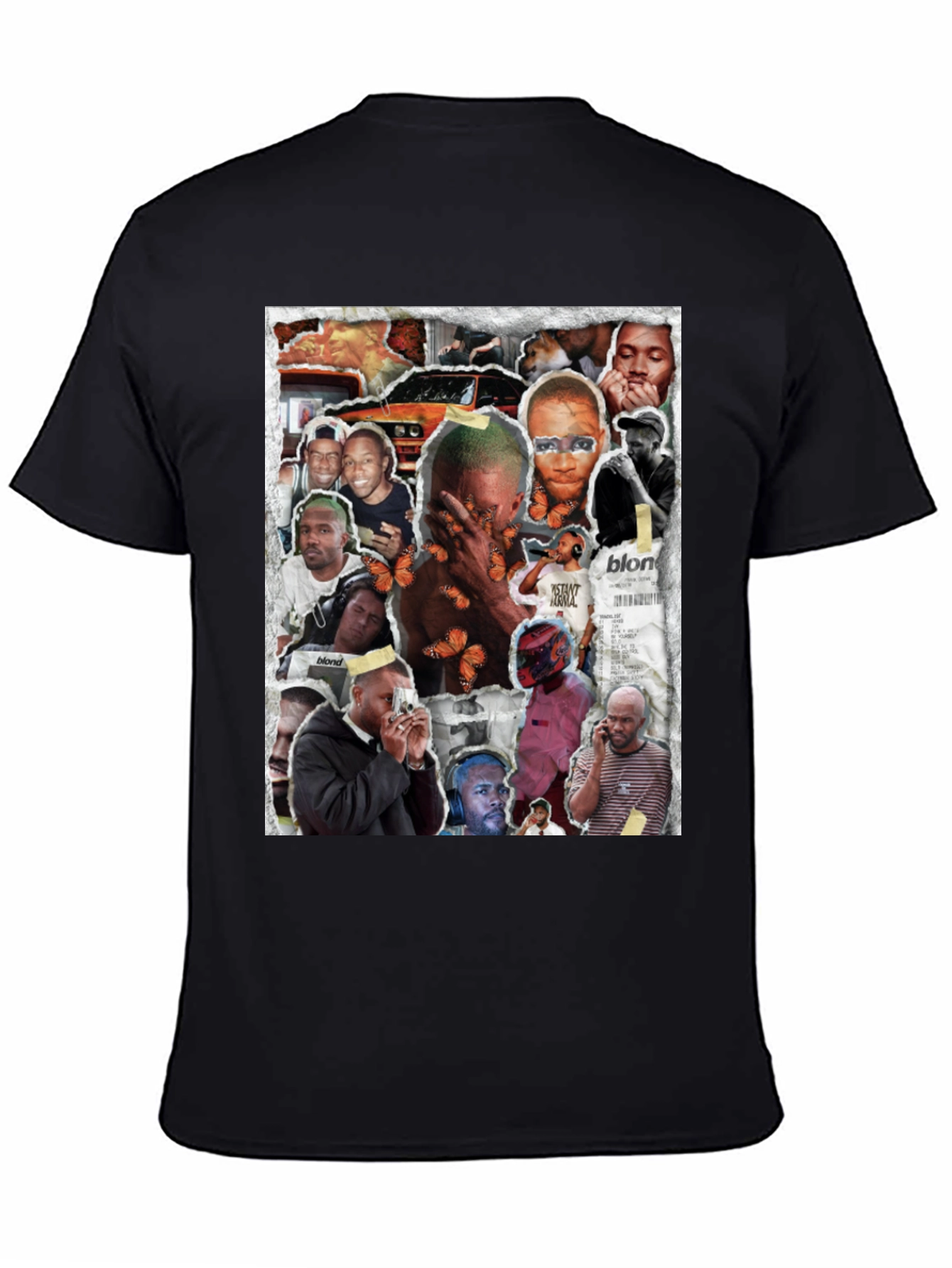 Camiseta Negra con Collage Frank Ocean Blonde