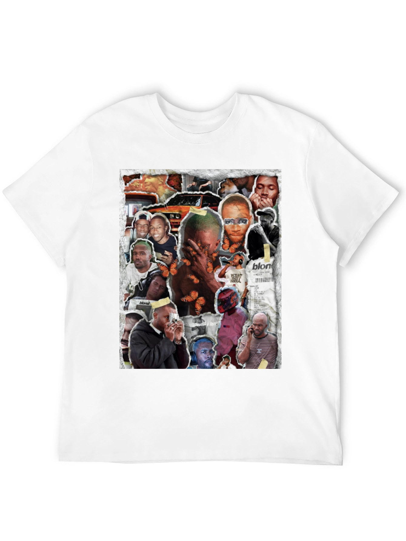 Camiseta Negra con Collage Frank Ocean Blonde