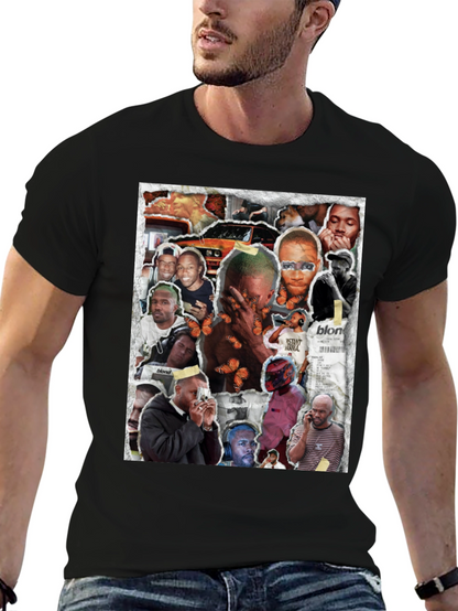 Camiseta Negra con Collage Frank Ocean Blonde