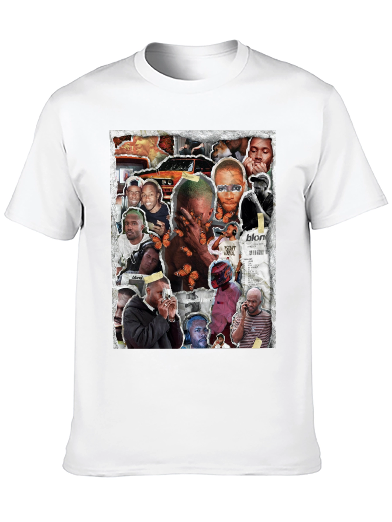 Camiseta Negra con Collage Frank Ocean Blonde