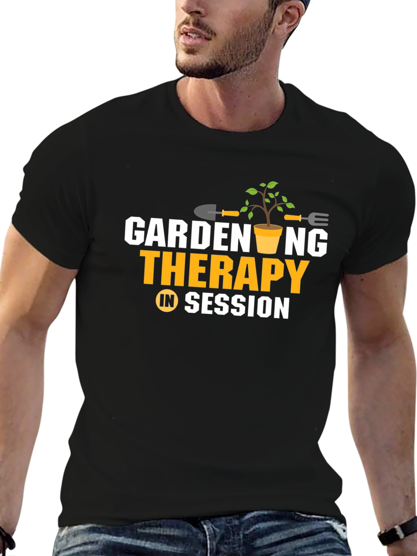 Camiseta Negra: Jardinería Terapia en Sesión