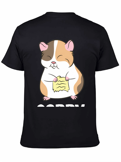 Camiseta Negra con Diseño de Hámster Arrepentido