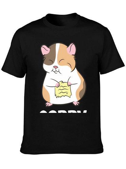 Camiseta Negra con Diseño de Hámster Arrepentido