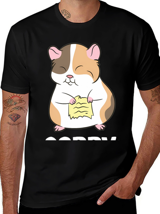 Camiseta Negra con Diseño de Hámster Arrepentido