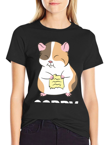 Camiseta Negra con Diseño de Hámster Arrepentido