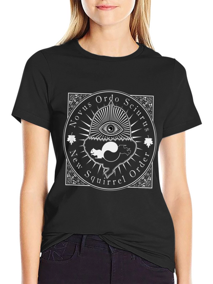Camiseta Negra Novus Ordo Sciurus Algodón