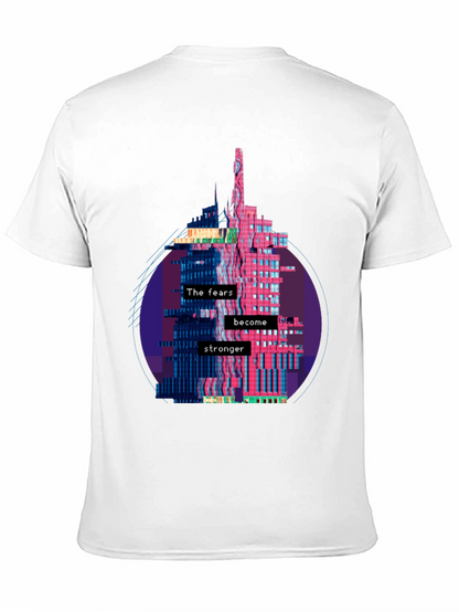 Camiseta Negra con Diseño Abstracto de Edificio