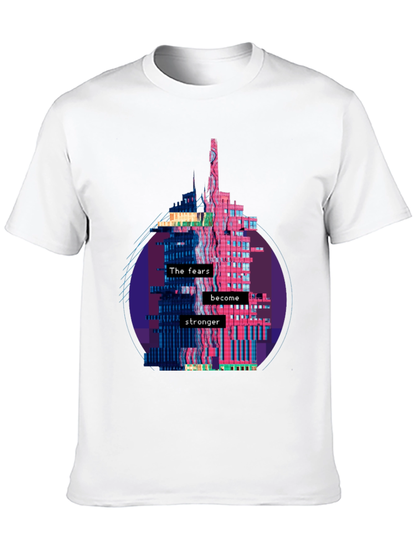 Camiseta Negra con Diseño Abstracto de Edificio