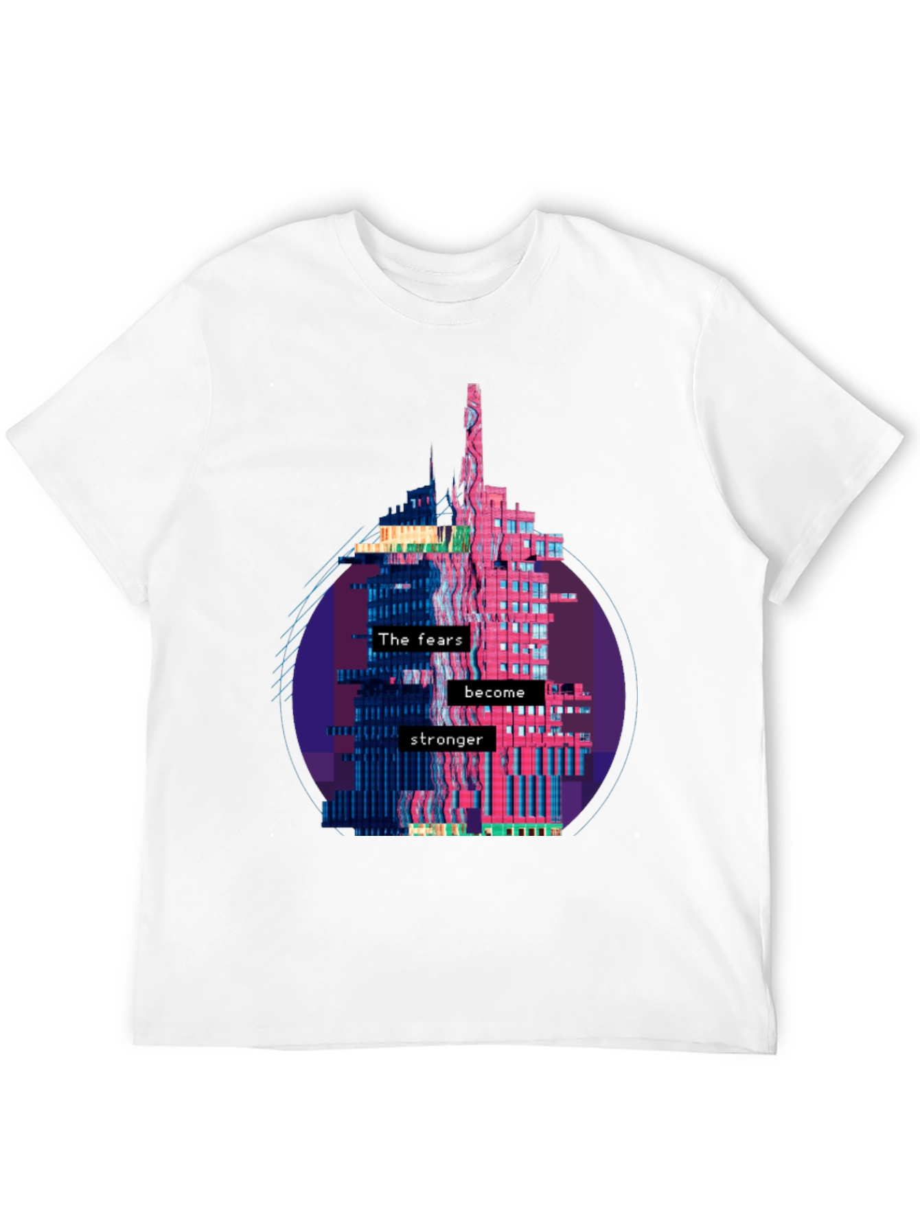 Camiseta Negra con Diseño Abstracto de Edificio