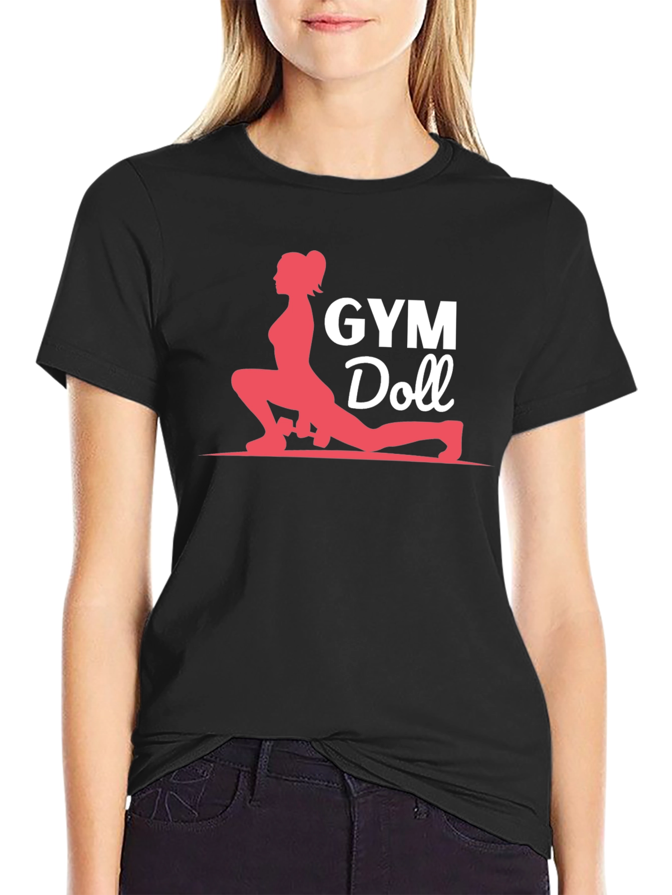 Camiseta Negra Gym Doll para Entrenamiento Físico