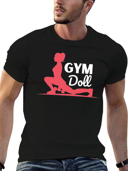 Camiseta Negra Gym Doll para Entrenamiento Físico