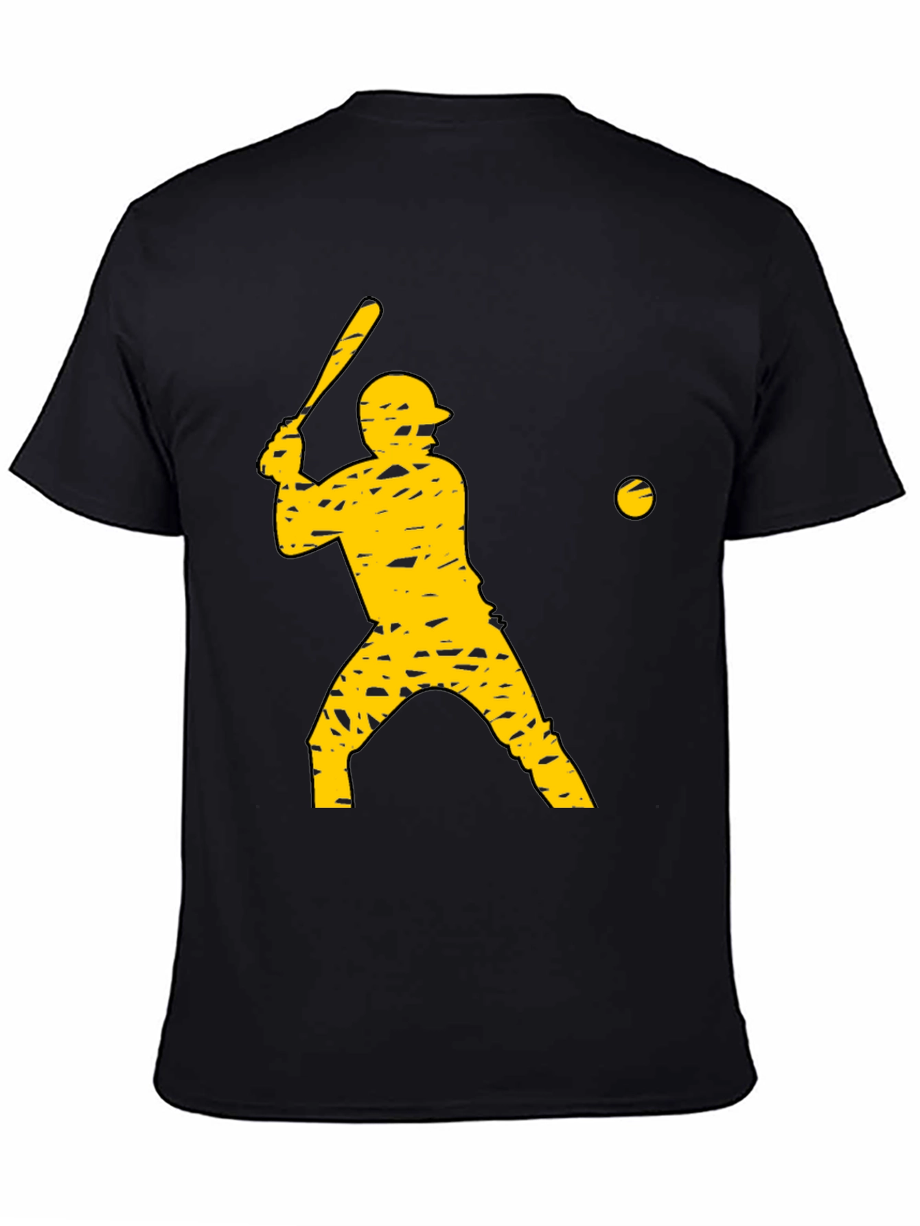 Camiseta Negra con Diseño de Béisbol Amarilla