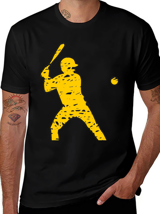 Camiseta Negra con Diseño de Béisbol Amarilla