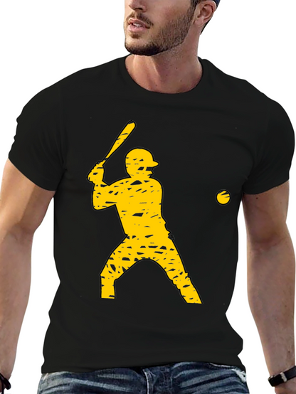 Camiseta Negra con Diseño de Béisbol Amarilla
