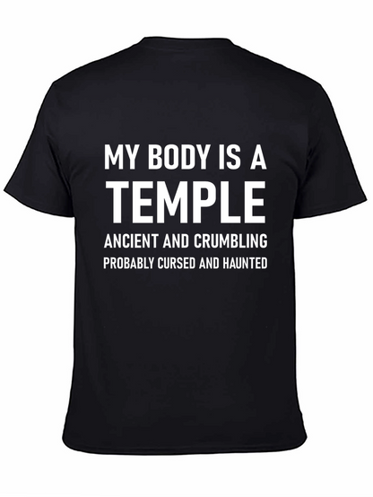 Camiseta Negra Humorística: Mi Cuerpo es un Templo
