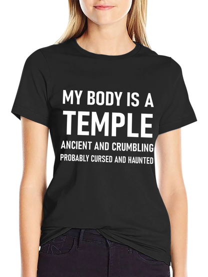Camiseta Negra Humorística: Mi Cuerpo es un Templo