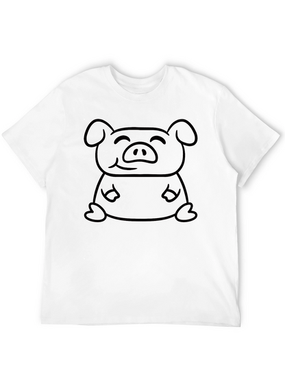 Camiseta Negra con Diseño de Cerdo Sonriente