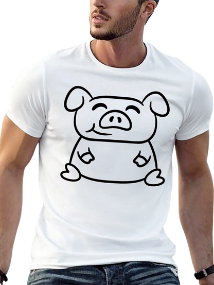 Camiseta Negra con Diseño de Cerdo Sonriente