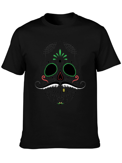 Camiseta Calavera Mexicana Bigote Dia de los Muertos