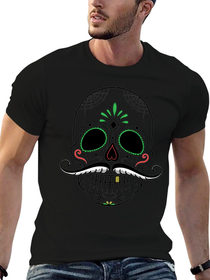 Camiseta Calavera Mexicana Bigote Dia de los Muertos