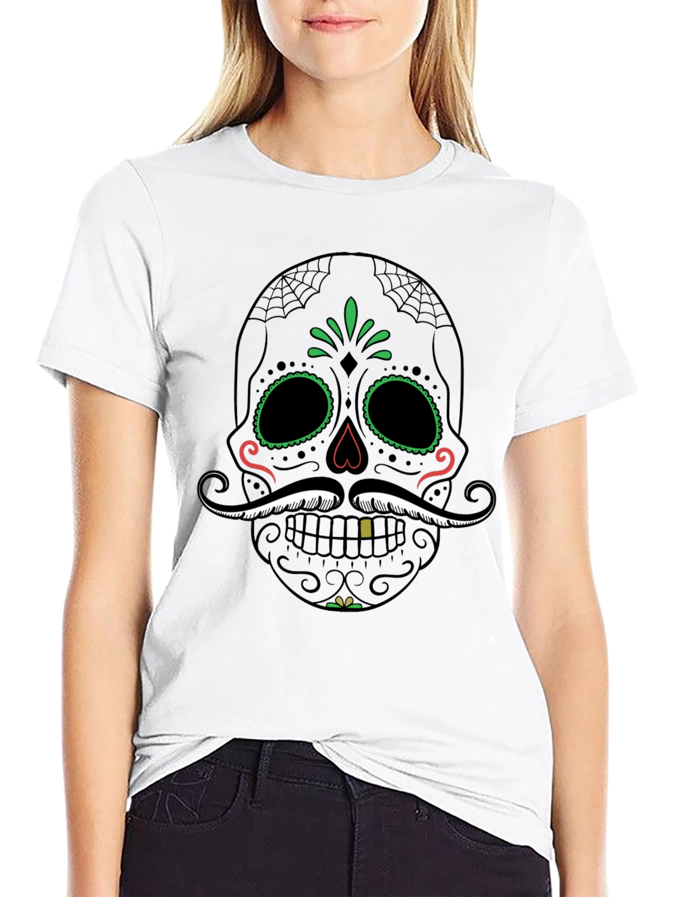Camiseta Calavera Mexicana Bigote Dia de los Muertos