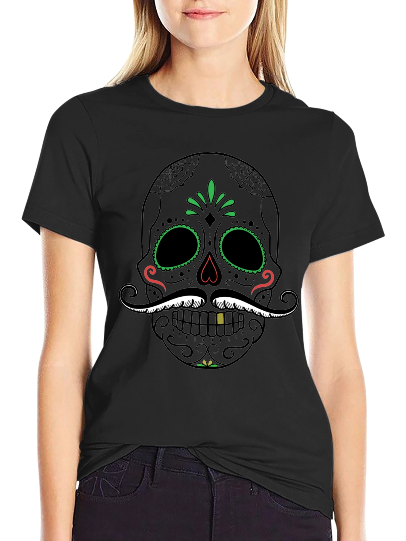 Camiseta Calavera Mexicana Bigote Dia de los Muertos