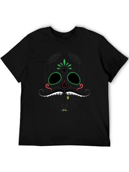 Camiseta Calavera Mexicana Bigote Dia de los Muertos