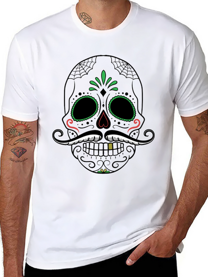 Camiseta Calavera Mexicana Bigote Dia de los Muertos