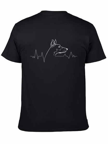 Camiseta Negra con Diseño de Dóberman y Latido