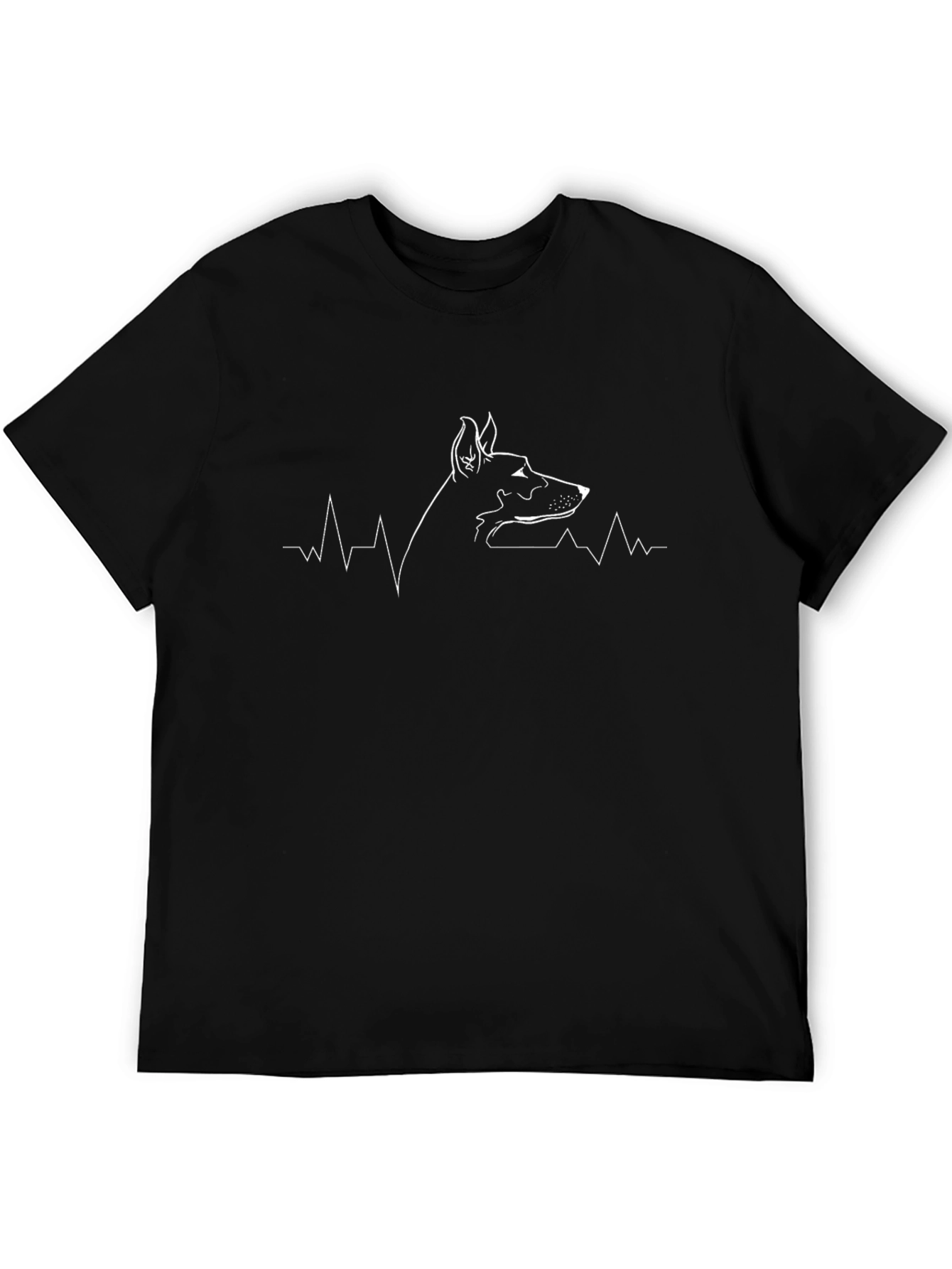 Camiseta Negra con Diseño de Dóberman y Latido