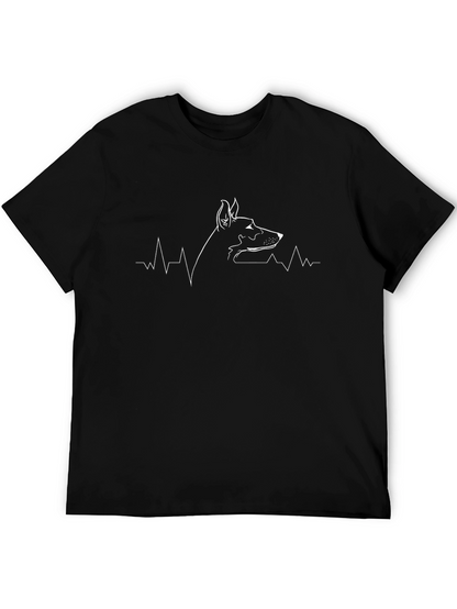 Camiseta Negra con Diseño de Dóberman y Latido