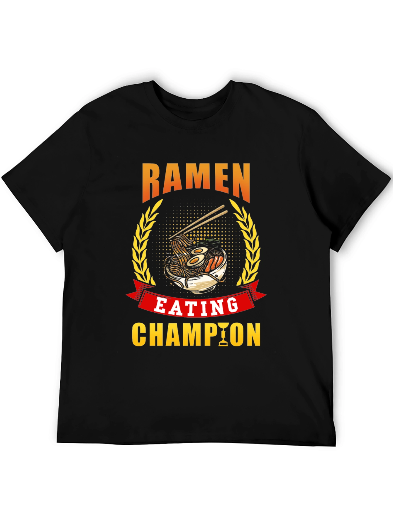 Camiseta Negra Campeón Comiendo Ramen