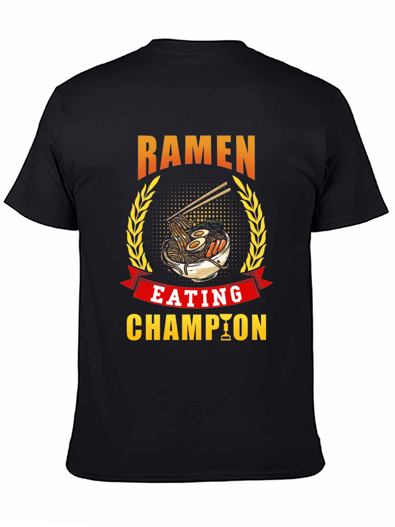 Camiseta Negra Campeón Comiendo Ramen