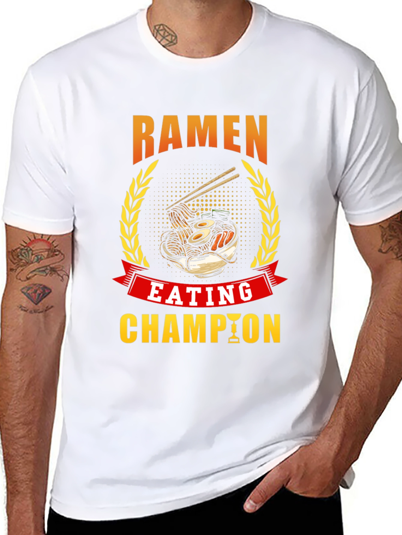 Camiseta Negra Campeón Comiendo Ramen