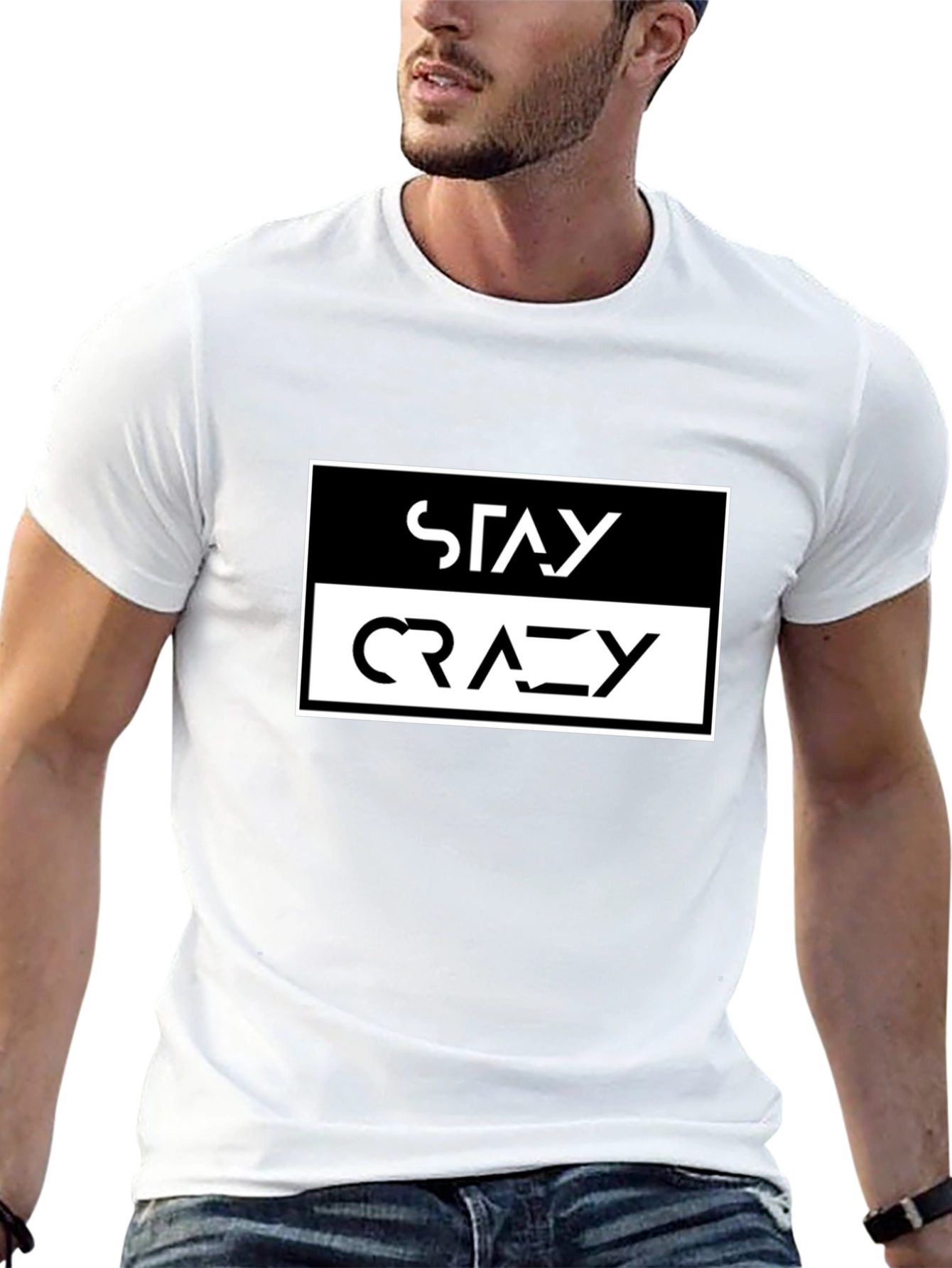 Camiseta Negra Stay Crazy Estilo Urbano
