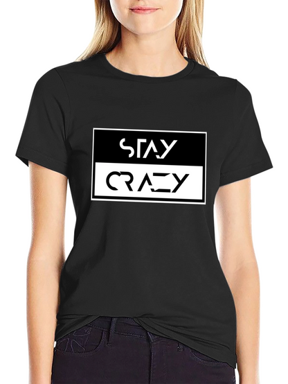 Camiseta Negra Stay Crazy Estilo Urbano