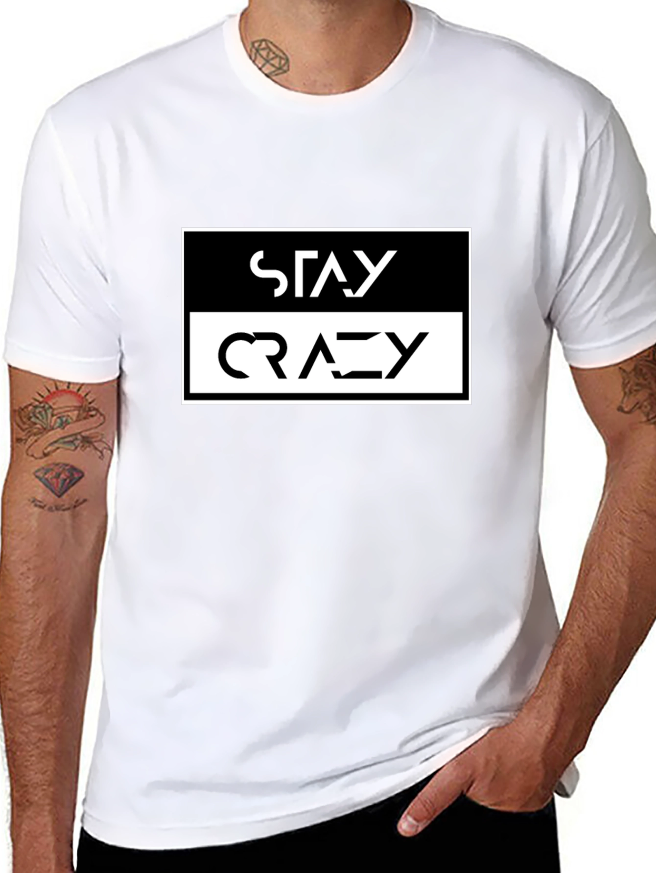 Camiseta Negra Stay Crazy Estilo Urbano