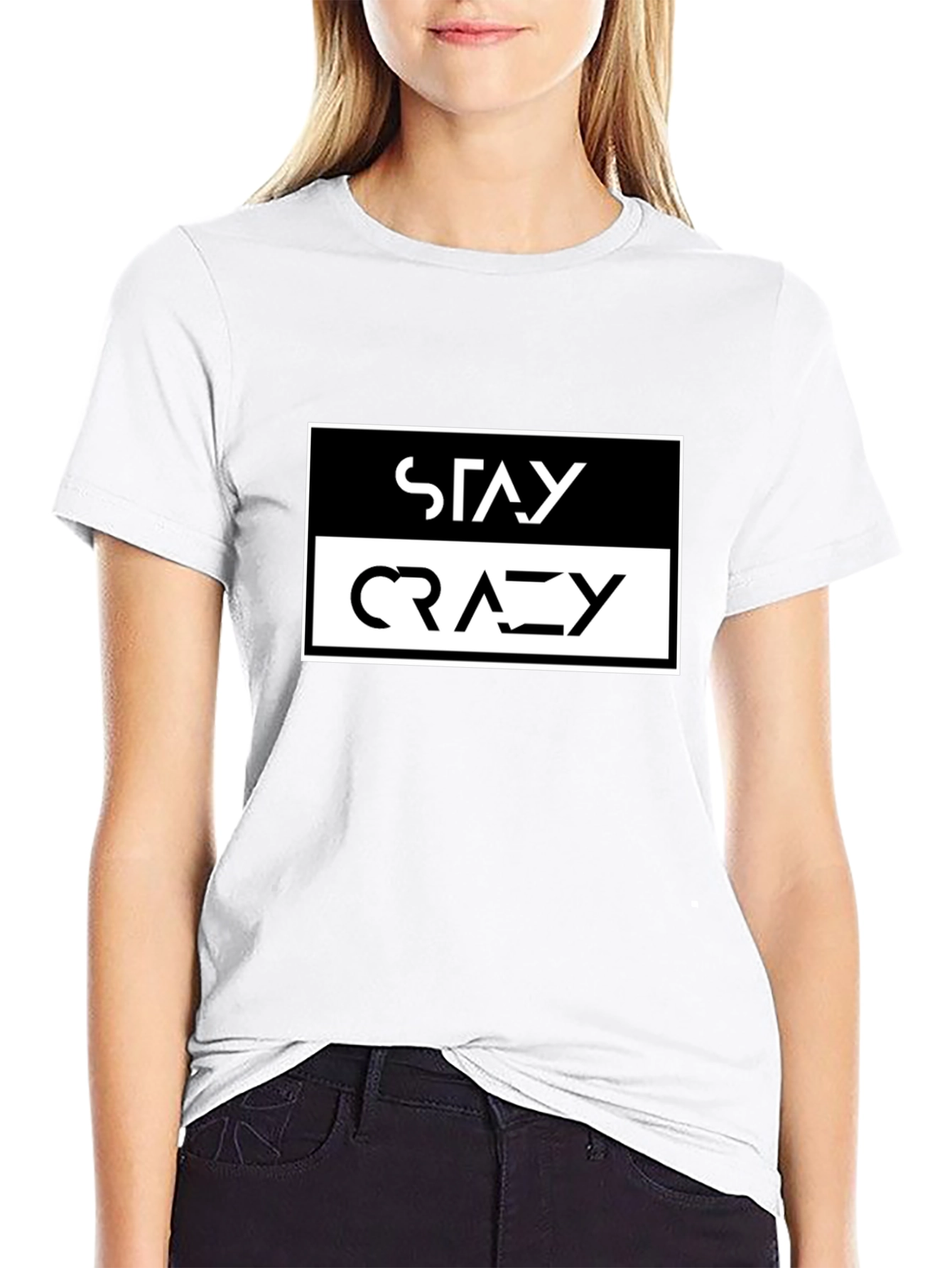 Camiseta Negra Stay Crazy Estilo Urbano