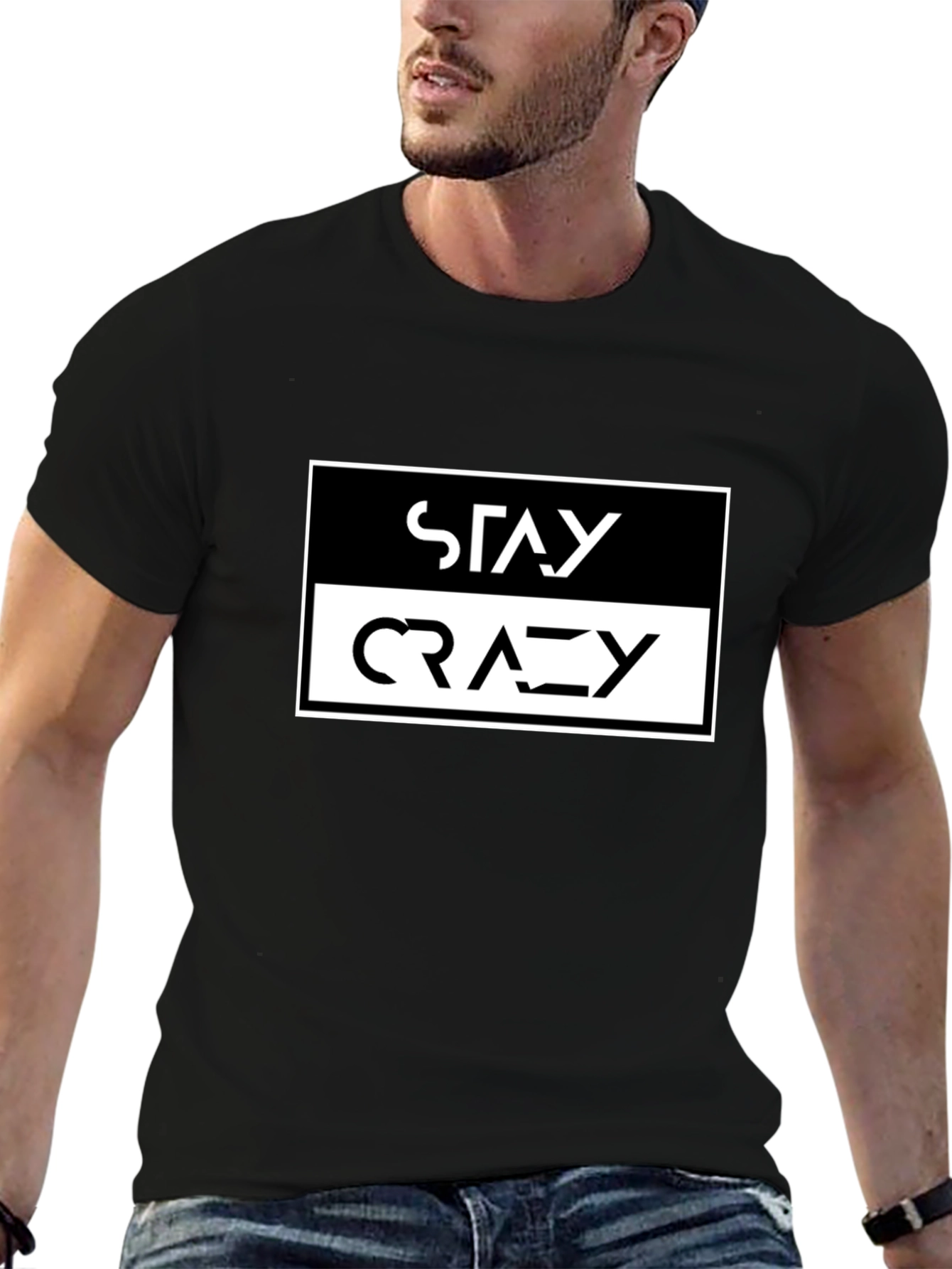 Camiseta Negra Stay Crazy Estilo Urbano