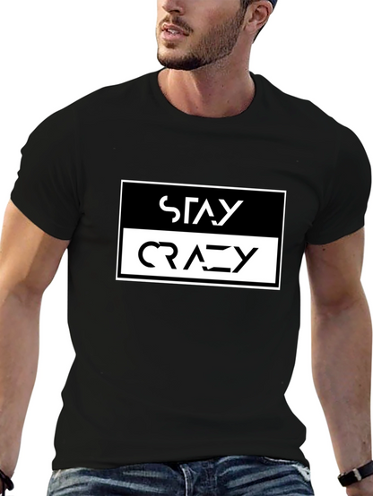 Camiseta Negra Stay Crazy Estilo Urbano