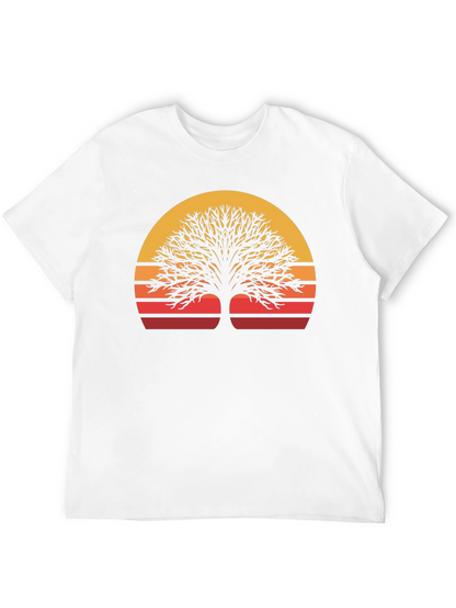 Camiseta Negra con Diseño de Árbol al Atardecer
