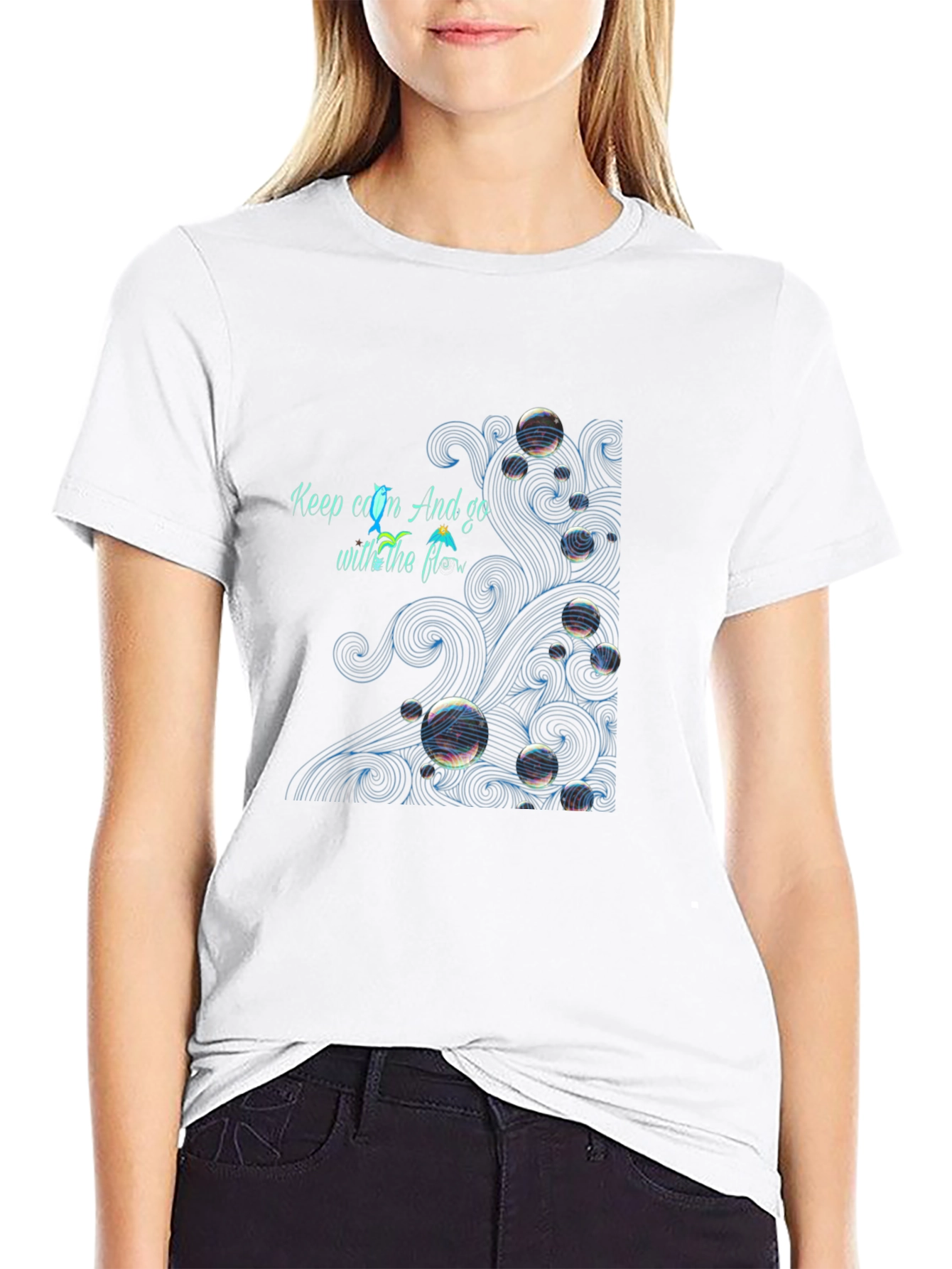 Camiseta Negra: Keep Calm y Fluye
