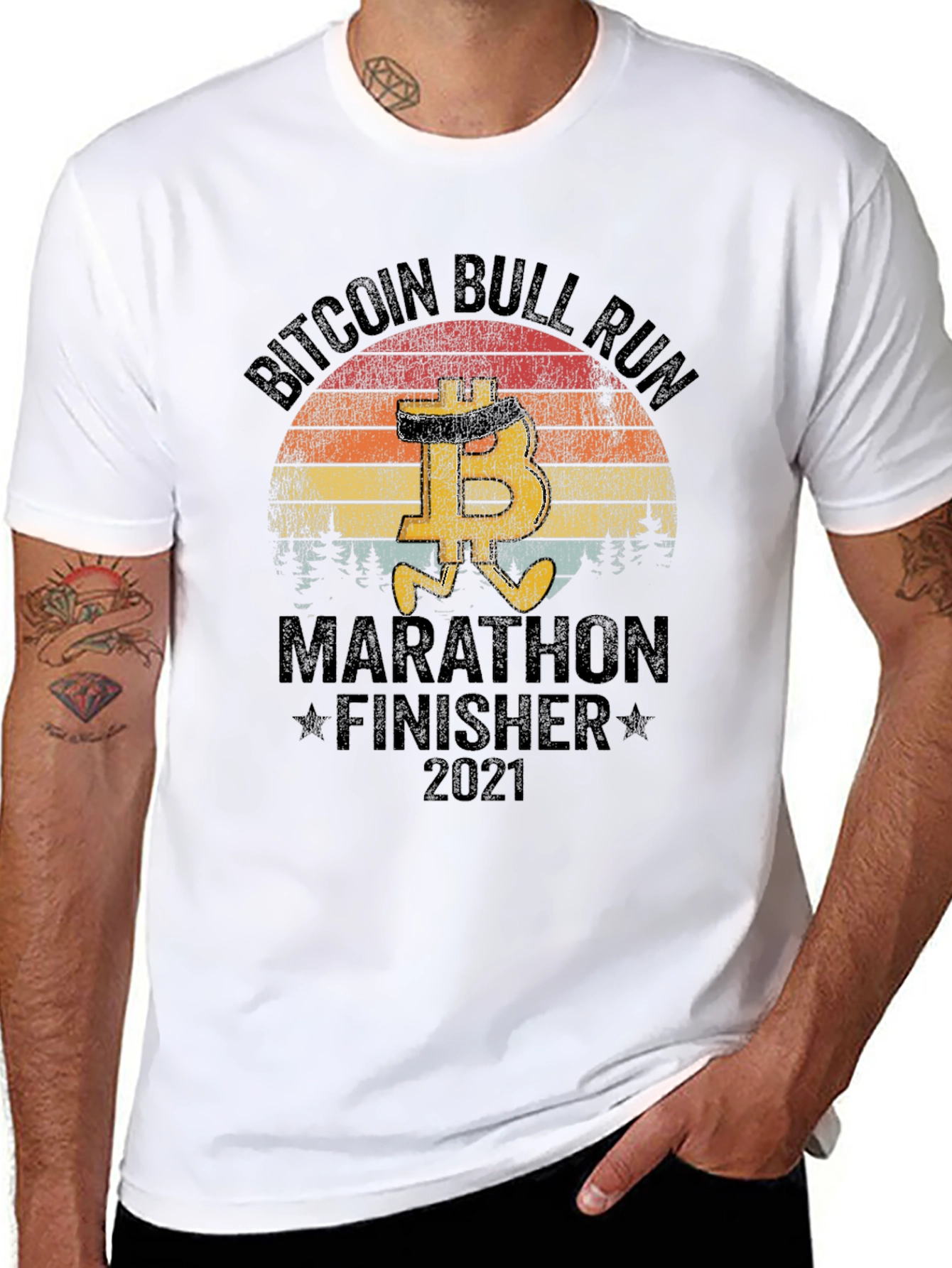 Camiseta Bitcoin Bull Run Marathon Finisher 2021