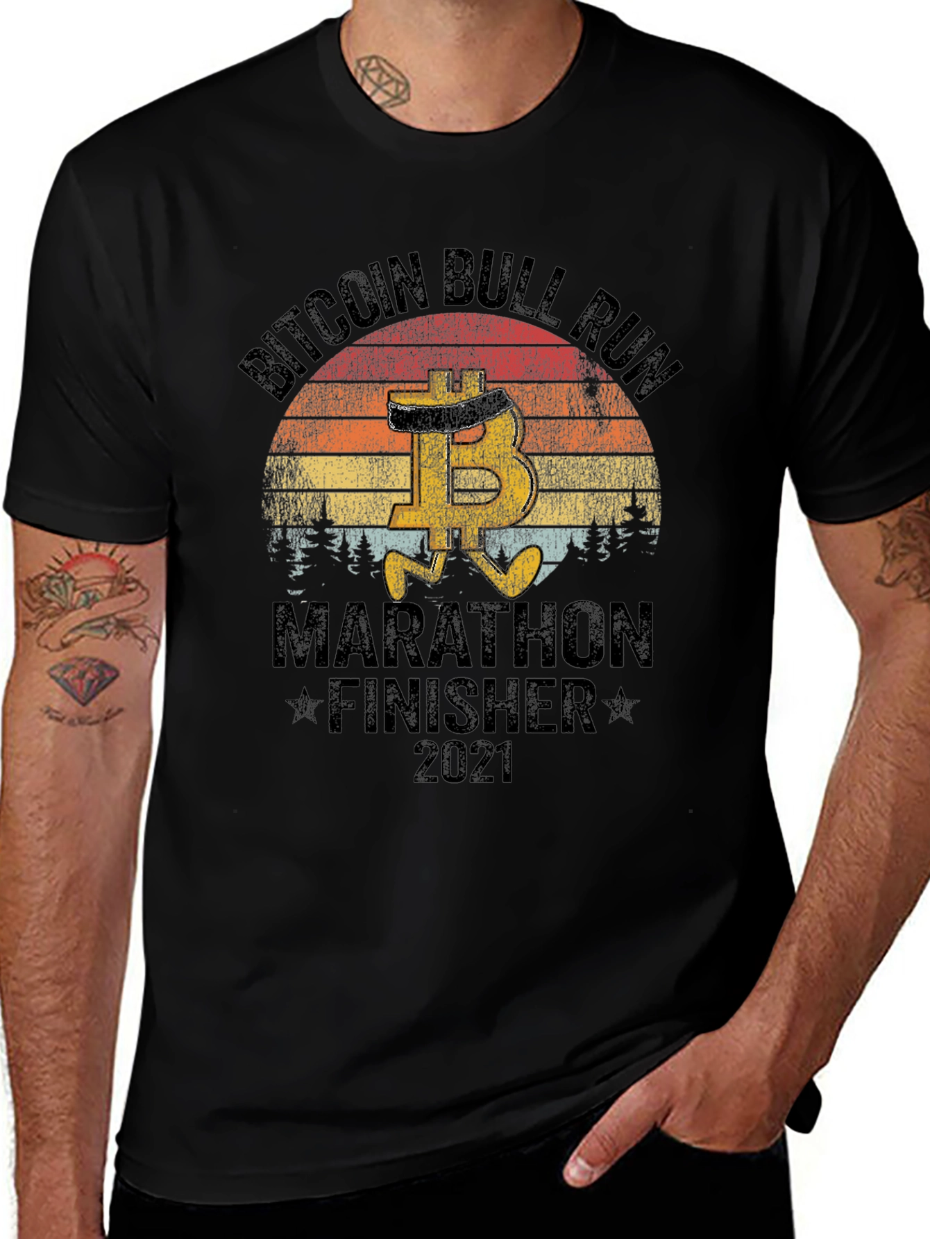 Camiseta Bitcoin Bull Run Marathon Finisher 2021