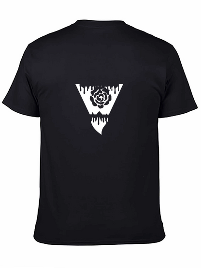 Camiseta Negra con Diseño de Rosa en Triángulo