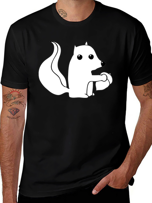 Camiseta Negra con Ardilla Blanca